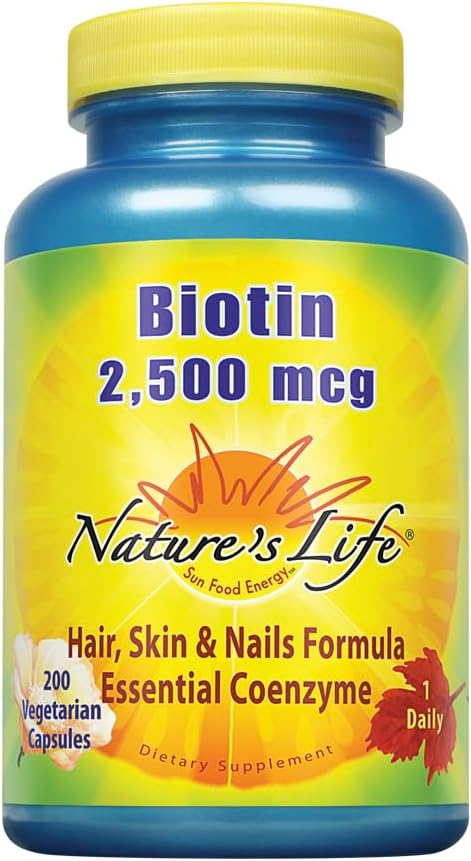 Nature's Life Biotin 2500mcg – Healthy Hair, Skin & Nail Support, Non-GMO, 100 Vegetable Capsules