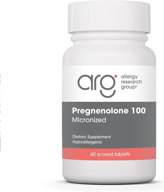 Allergy Research Group ARG Pregnenolone 100 mg - Micronized Hormone Precursor Support - Highly Bioavailable - Hypoallergenic - 60 Servings - 60 Scored Tablets