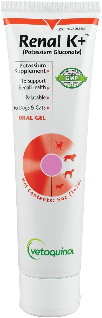 Vetoquinol Renal K - Potassium Supplement for Dogs & Cats - Supports Managing Potassium Levels - Palatable Gel with Maple Flavour - 5 oz
