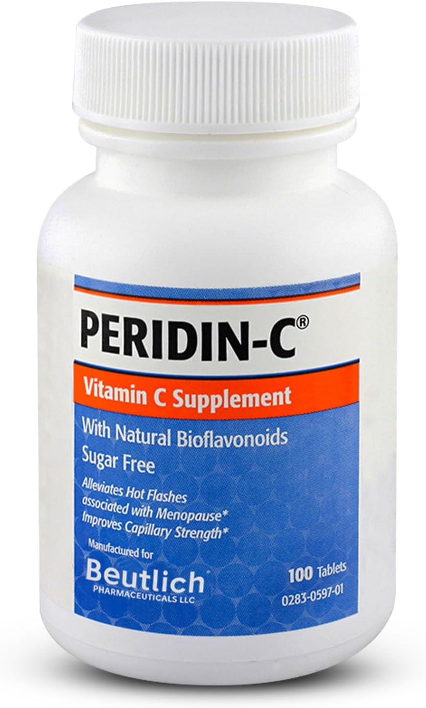 Peridin-C Vitamin C with Citrus Bioflavonoids – Daily Antioxidant Support – Gentle, Sugar-Free, and Gluten-Free – Easy-to-Swallow Tablets – 100 Count