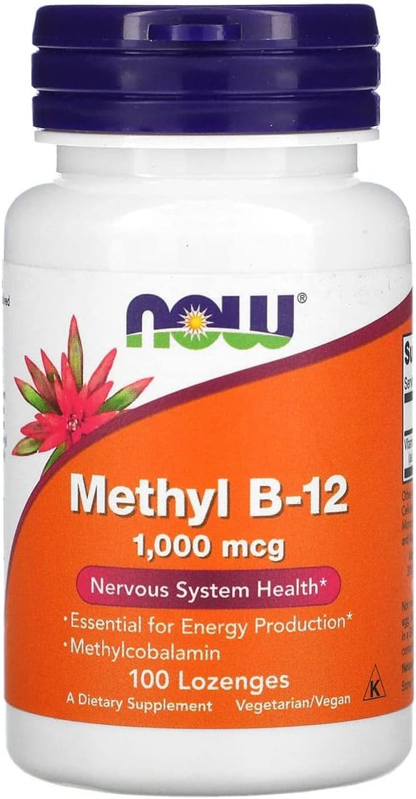 NOW Foods Methyl B-12, 1000 mcg, Vegan Lozenges, 200 Count (Pack of 2)