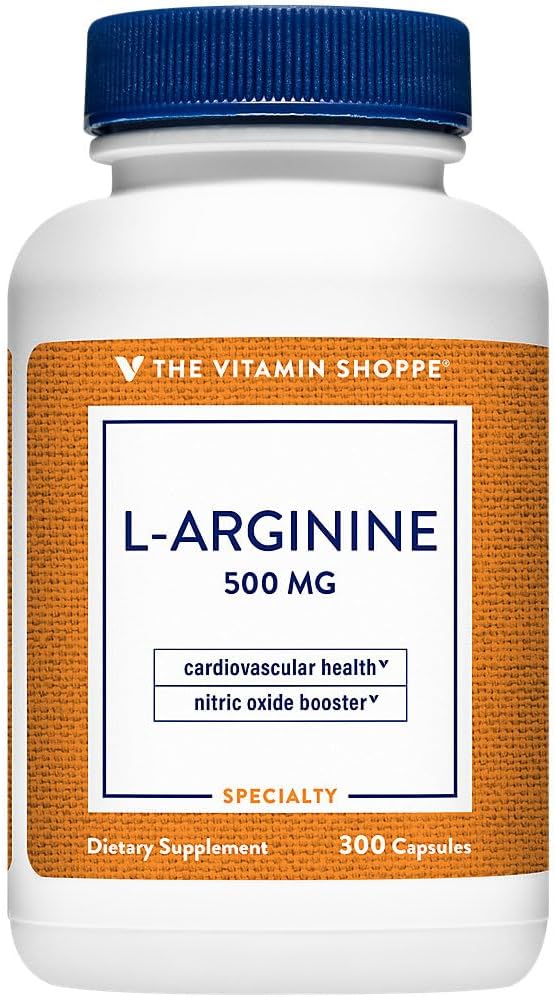 The Vitamin Shoppe L-Arginine 500 mg - Nitric Oxide, Circulation and Exercise Performance Support (300 Capsules)