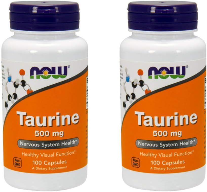 NOW Taurine 500 mg, 100 Capsules (Pack of 3)