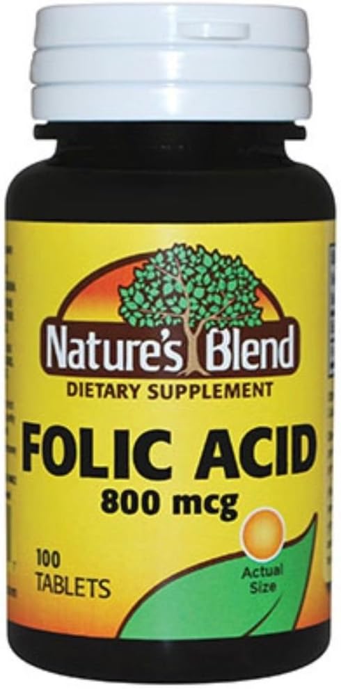 Nature's Blend Folic Acid 800 mcg, 100 Tablets