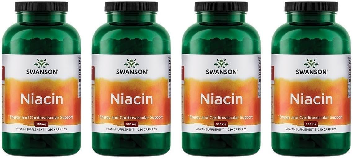 Swanson Niacin (B3) 500 mg, 250 Capsules – Cardiovascular Health Support