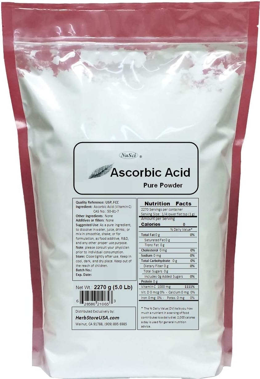 Ascorbic Acid Vitamin C Pure Powder - USP & FCC Quality (2270 g / 5 lb) - görsel 1