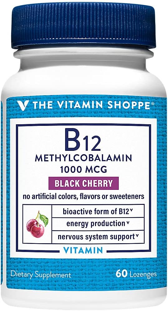 Vitamin B12 Methylcobalamin 1000mcg Lozenges - Black Cherry Flavour - 60 Count