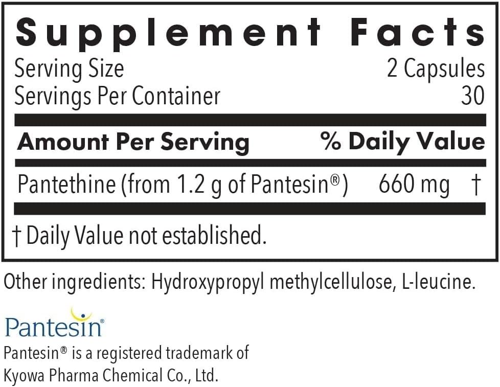 ARG Pantethine - 660 mg Vitamin B5 Metabolite - Hypoallergenic - 60 Capsules - görsel 2