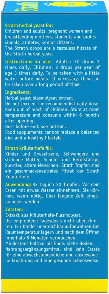 Strath Nutritional Yeast Liquid Syrup – Postbiotic Digestive Support with 61 Nutrients, Vegetarian, Lactose Free, 100 mL