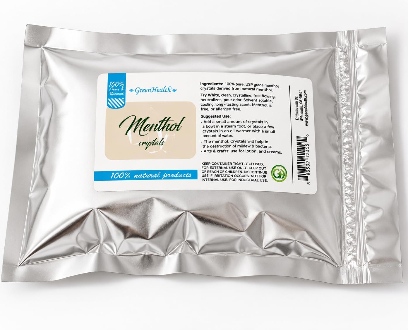 GreenHealth Premium Menthol Crystals – 454 g (16 oz) – 100% Pure Natural