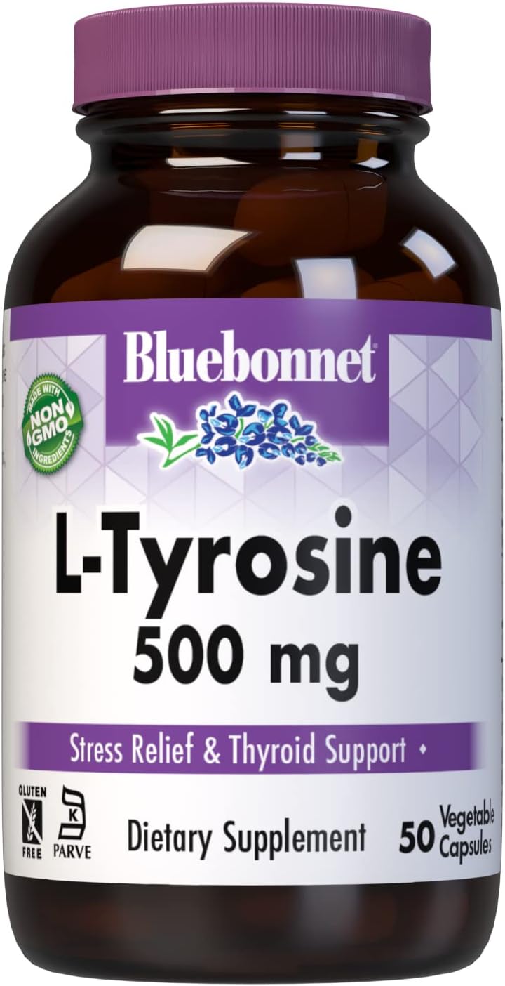 Bluebonnet L-Tyrosine 500 mg, 50 Vegetable Capsules - görsel 1