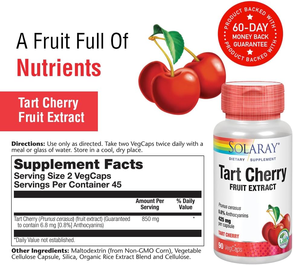Solaray Tart Cherry Fruit Extract 850 mg - 90 Veggie Capsules