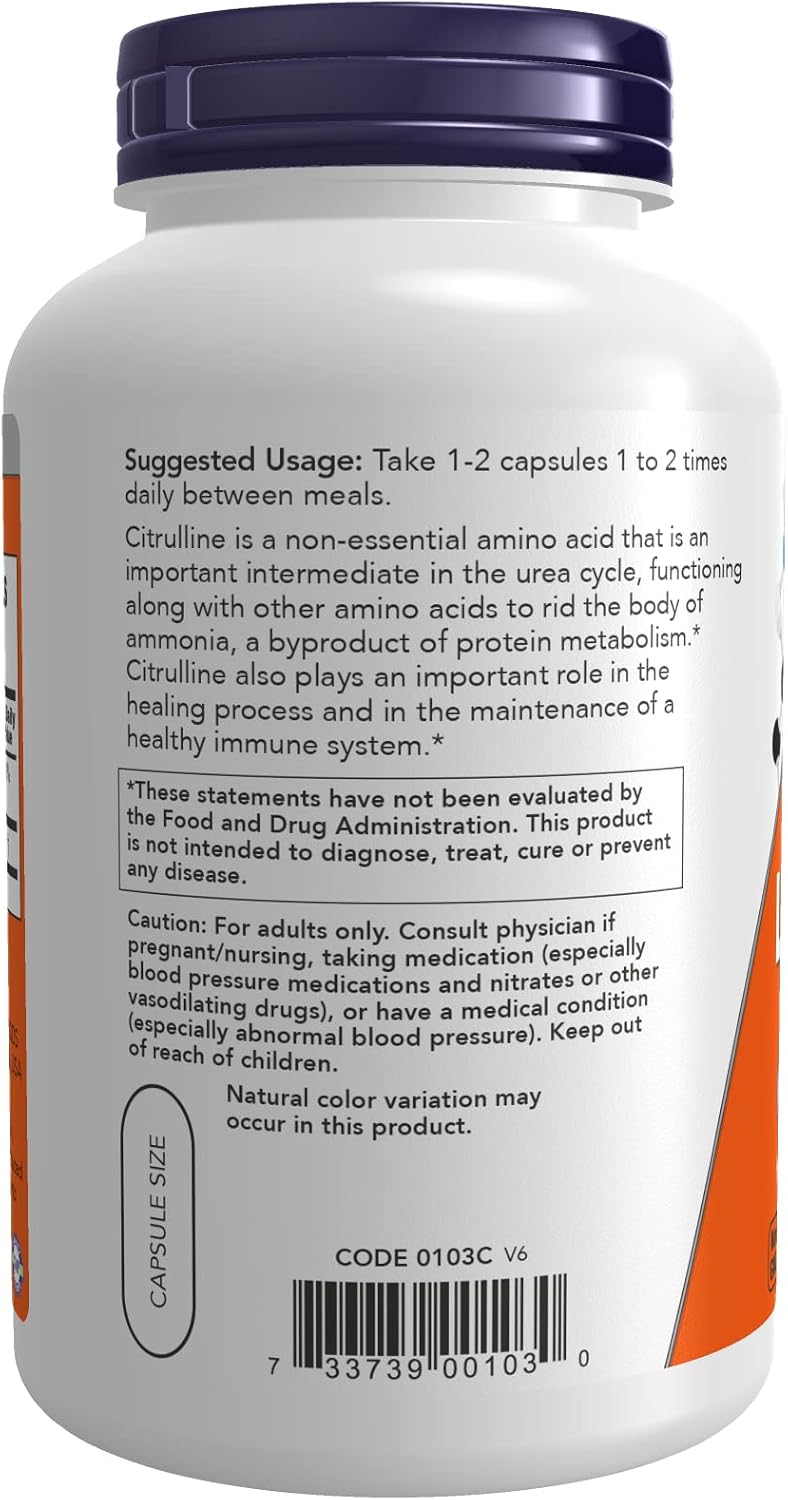 NOW Foods L-Citrulline 750 mg – 180 Capsules