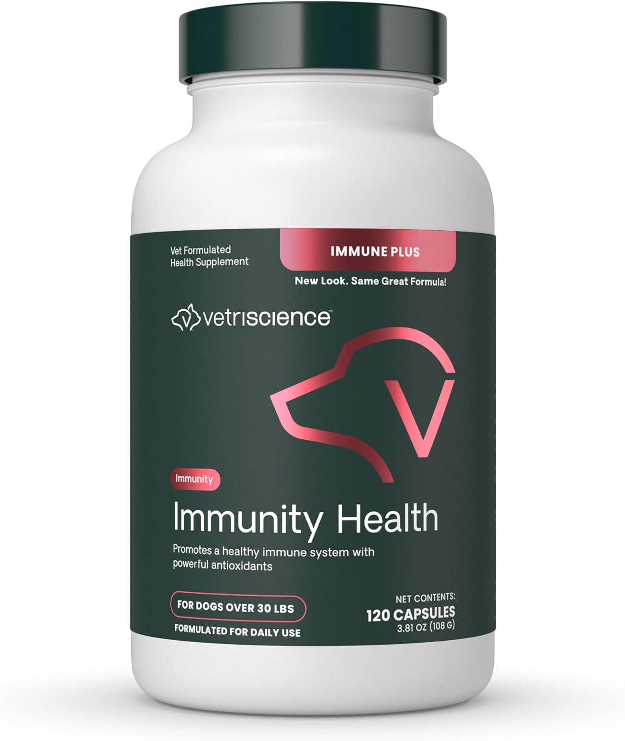 VetriScience Immunity Health Immune Plus Supplement for Medium and Large Breed Dogs – Easy-Open Capsules with Antioxidants, CoQ10, and Vitamins (60 Count)