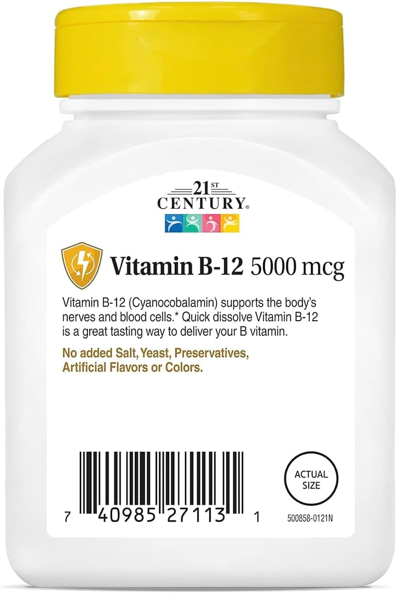 21st Century Vitamin B12 5000 mcg Sublingual Tablets - görsel 4