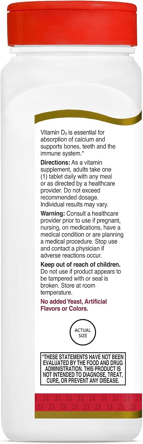 21st Century D3 1000 IU Tablets, 500 Count - görsel 3