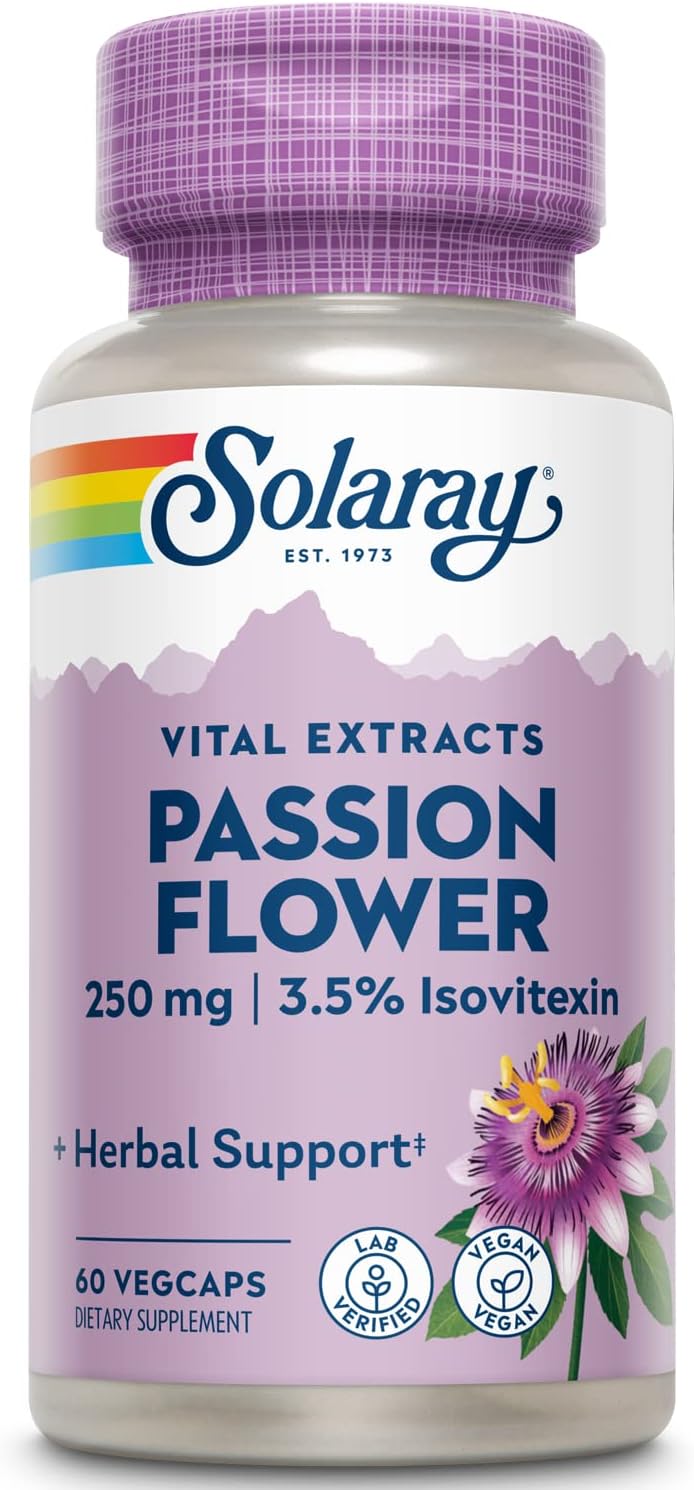 SOLARAY Passion Flower Extract, 250 mg, 60 Capsules
