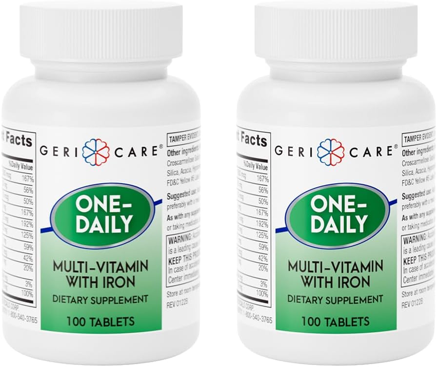 GeriCare One-Daily Multivitamin with Iron Tablets, 100 Count