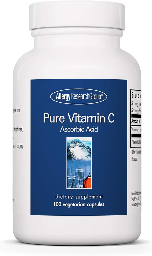 Allergy Research Group ARG Pure Vitamin C - Unbuffered Ascorbic Acid 2000 mg - 100 Capsules