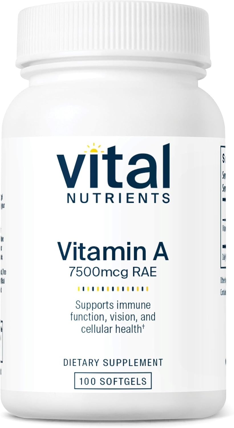 Vital Nutrients Vitamin A 7500 mcg RAE – Vitamin A for Immune Function, Vision, and Skin Health – 100 Capsules