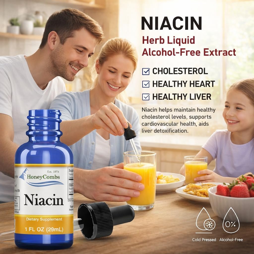HoneyCombs Vitamin B3 Liquid Niacin Drops | Non-Flushing Niacinamide | 30 mL