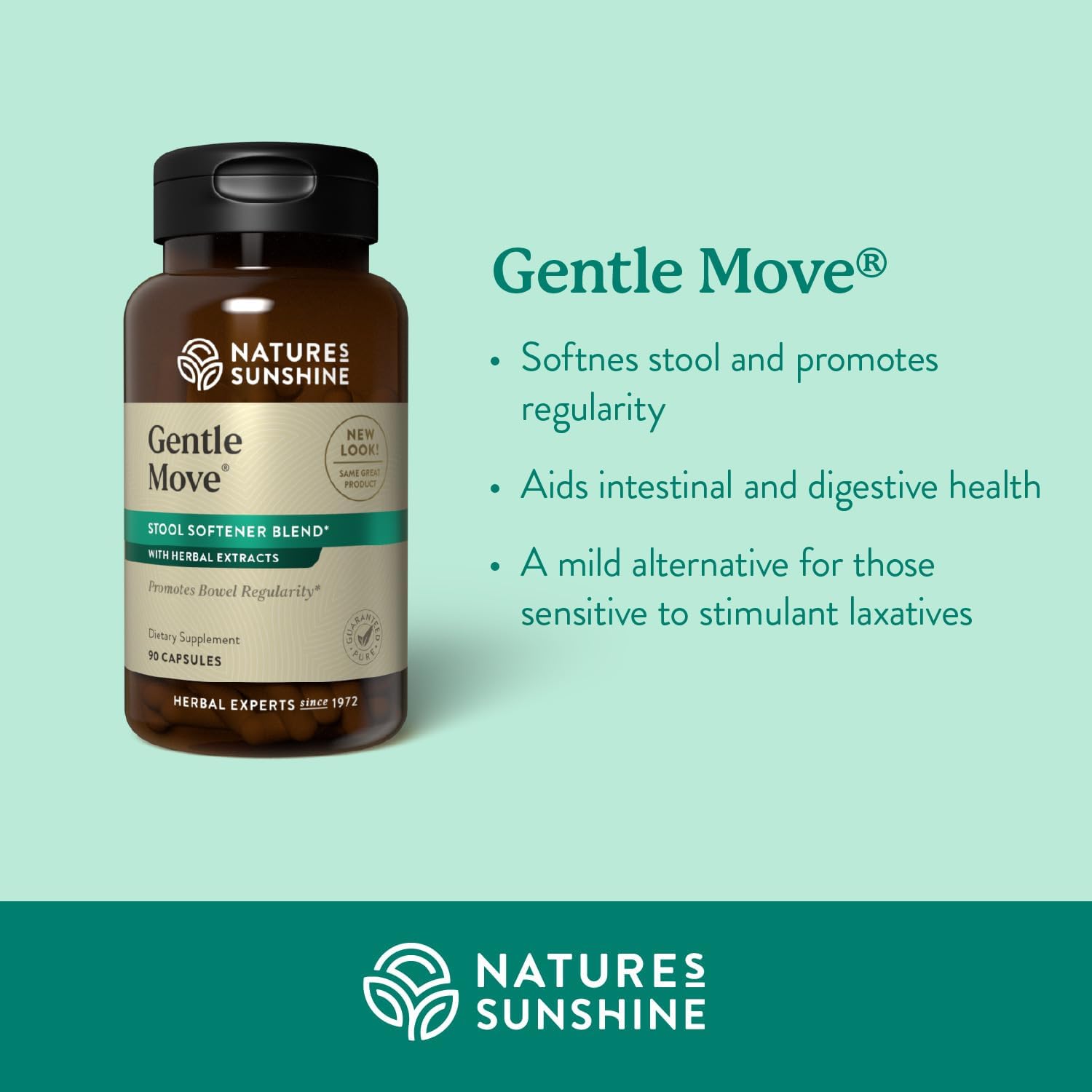 Nature's Sunshine Gentle Move - Natural Digestive Support for Regularity, 90 Capsules