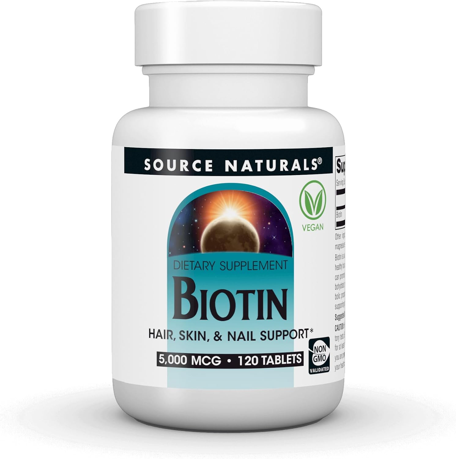 Source Naturals Biotin, Hair, Skin and Nail Support – 5,000 mcg – 120 Tablets