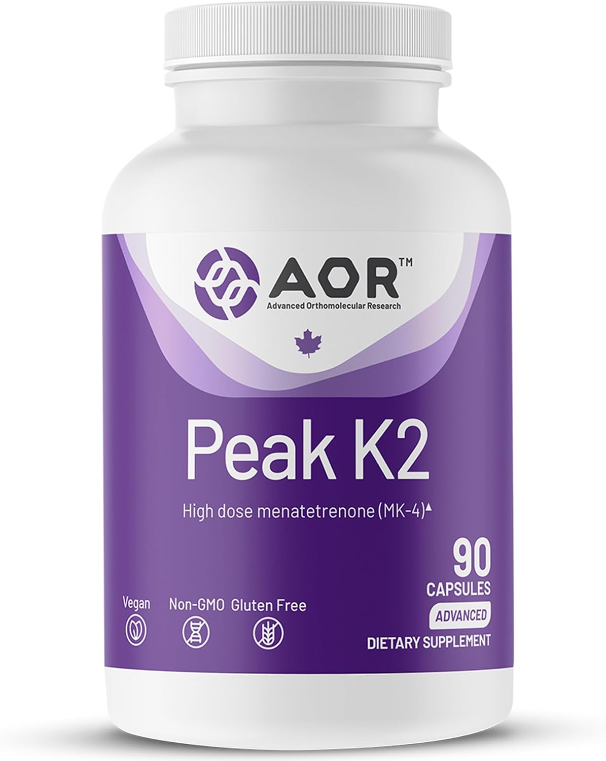AOR Peak K2 Vitamin K2 MK-4, 90 Vegan Capsules – Essential for Bone Structure - görsel 1