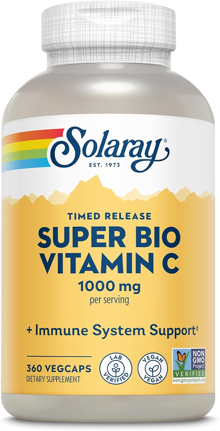 SOLARAY Super Bio Vitamin C 1000 mg – Buffered Timed Release with Bioflavonoids, 250 VegCaps