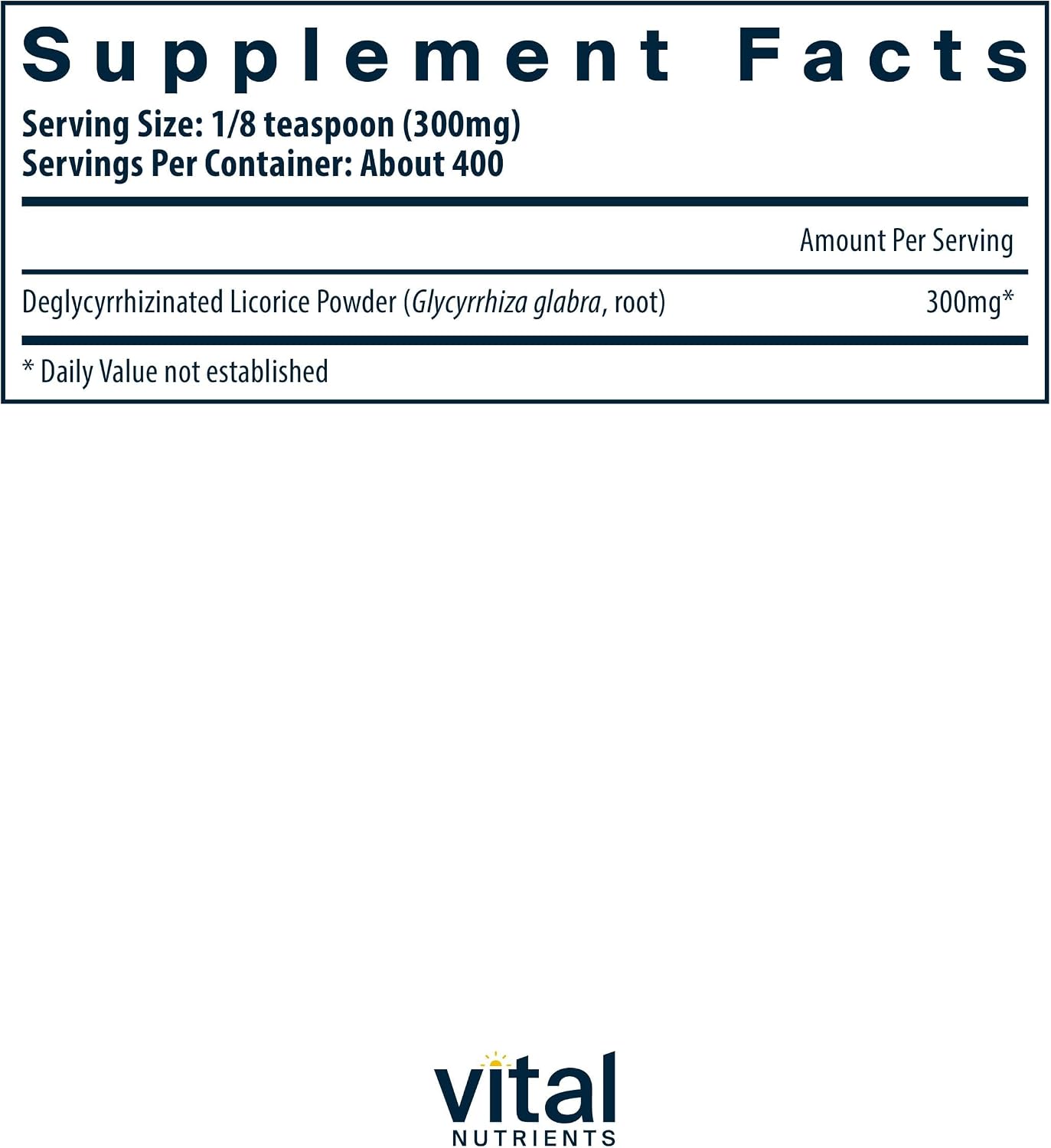 Vital Nutrients DGL Powder - Deglycyrrhizinated Licorice Root Extract, Vegan, 120 g