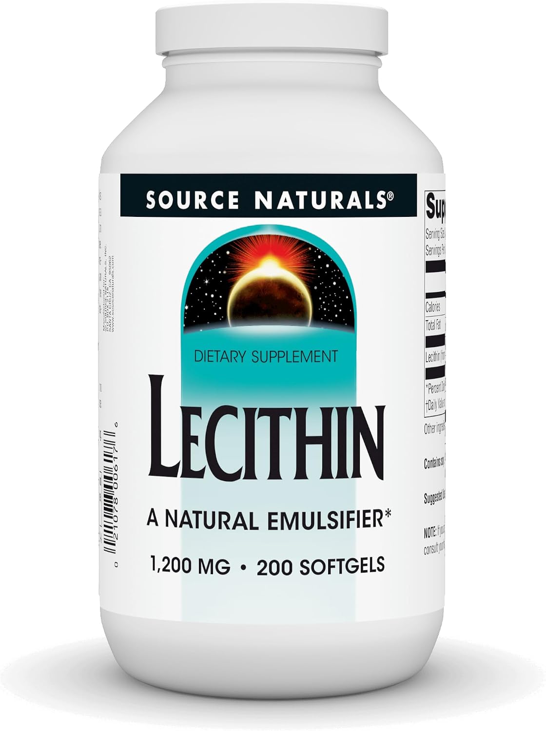 Source Naturals Lecithin 1200 mg – 200 Softgels – Natural Emulsifier for Fat-Soluble Vitamin Absorption