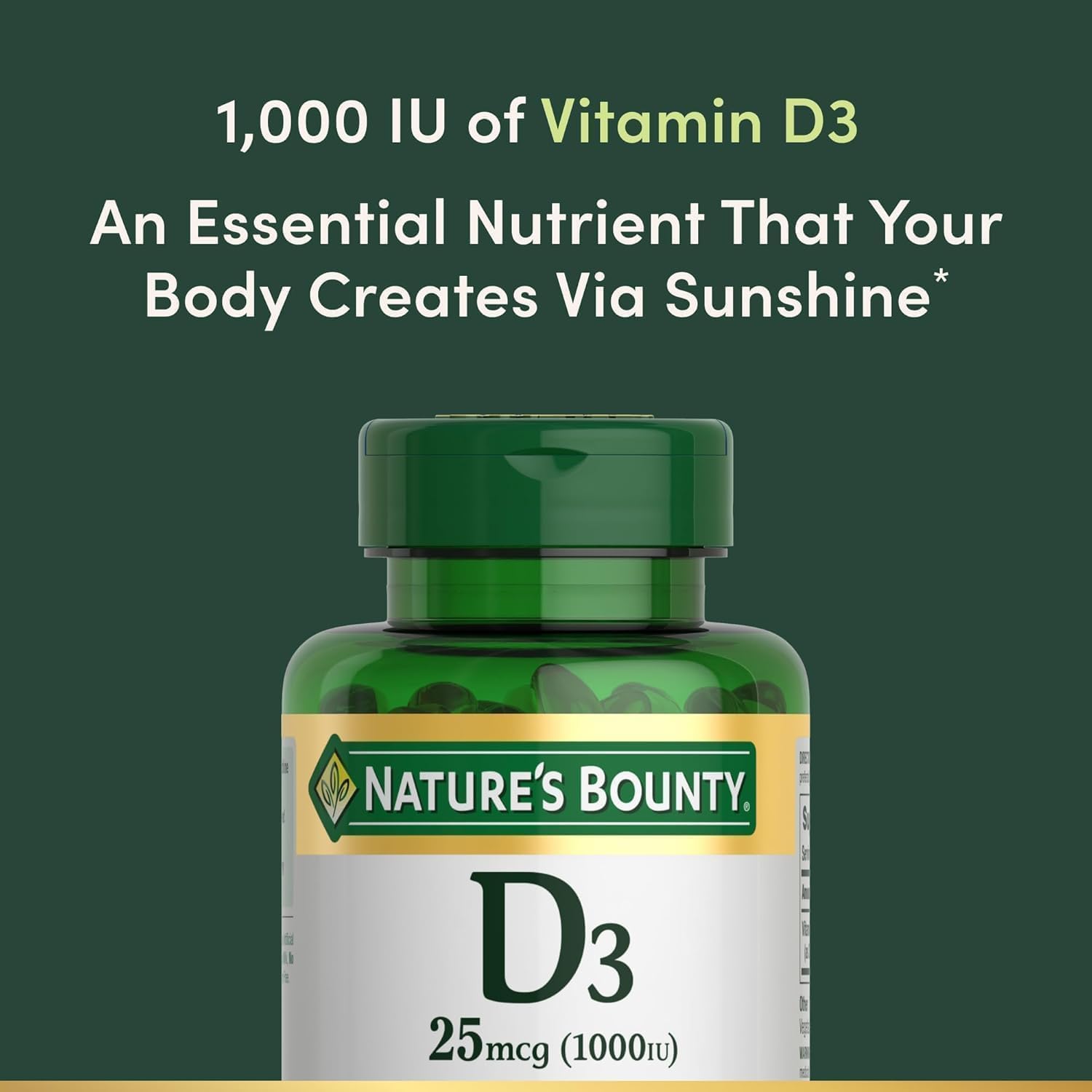 Nature's Bounty Vitamin D3 1000 IU, 120 Softgels - Immune & Bone Health Support