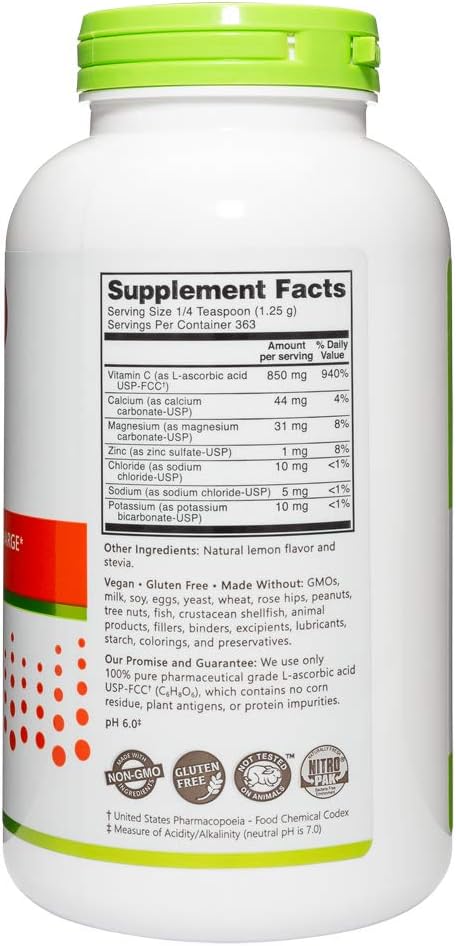 NutriBiotic Lemon Electro-C, Vitamin C & Electrolyte Powder, 454 g