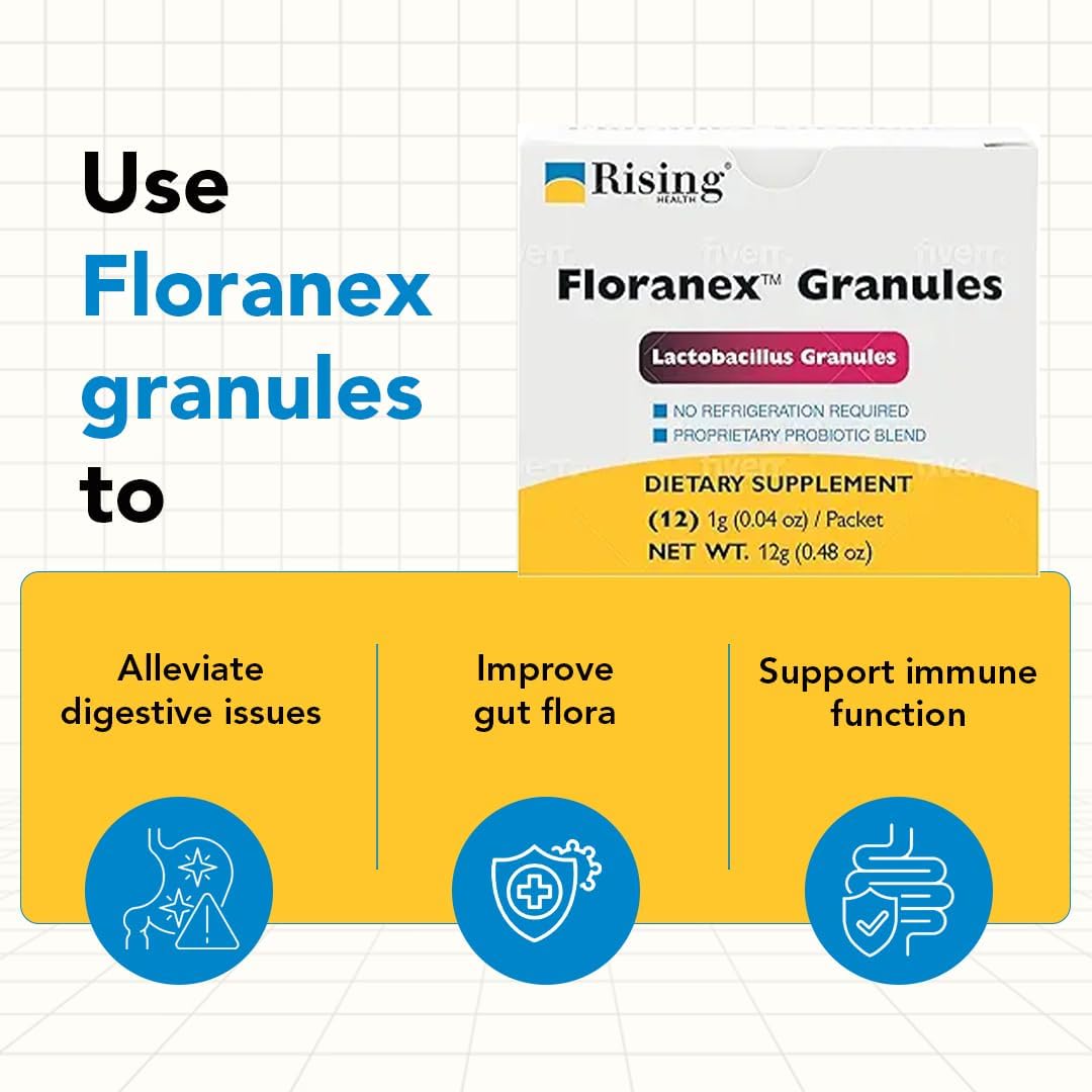 Rising Health Floranex Lactobacillus Probiotic Supplement Granules - 12 Packets