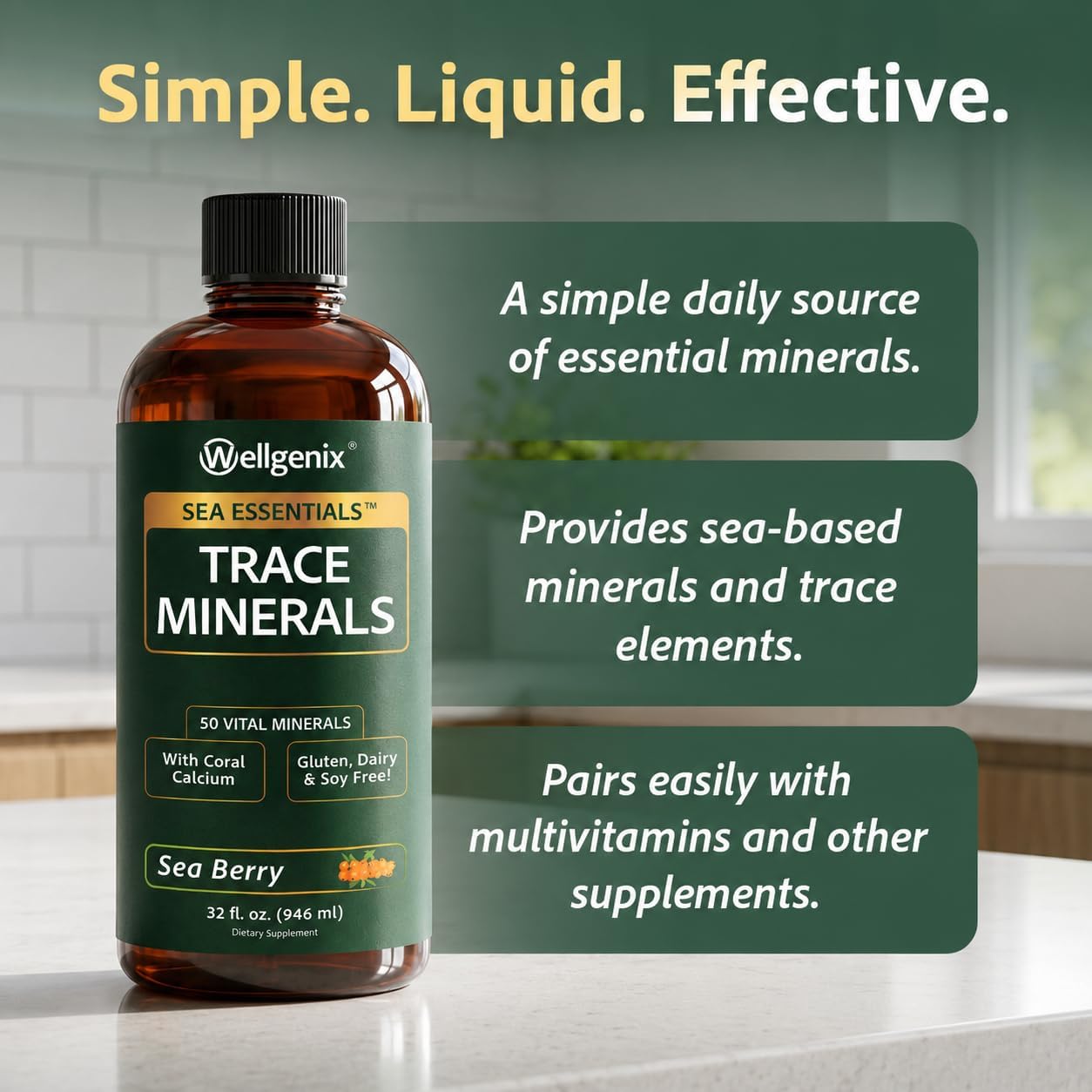 Wellgenix Sea Essentials Liquid Trace Minerals, 6-Pack, 946 mL Each