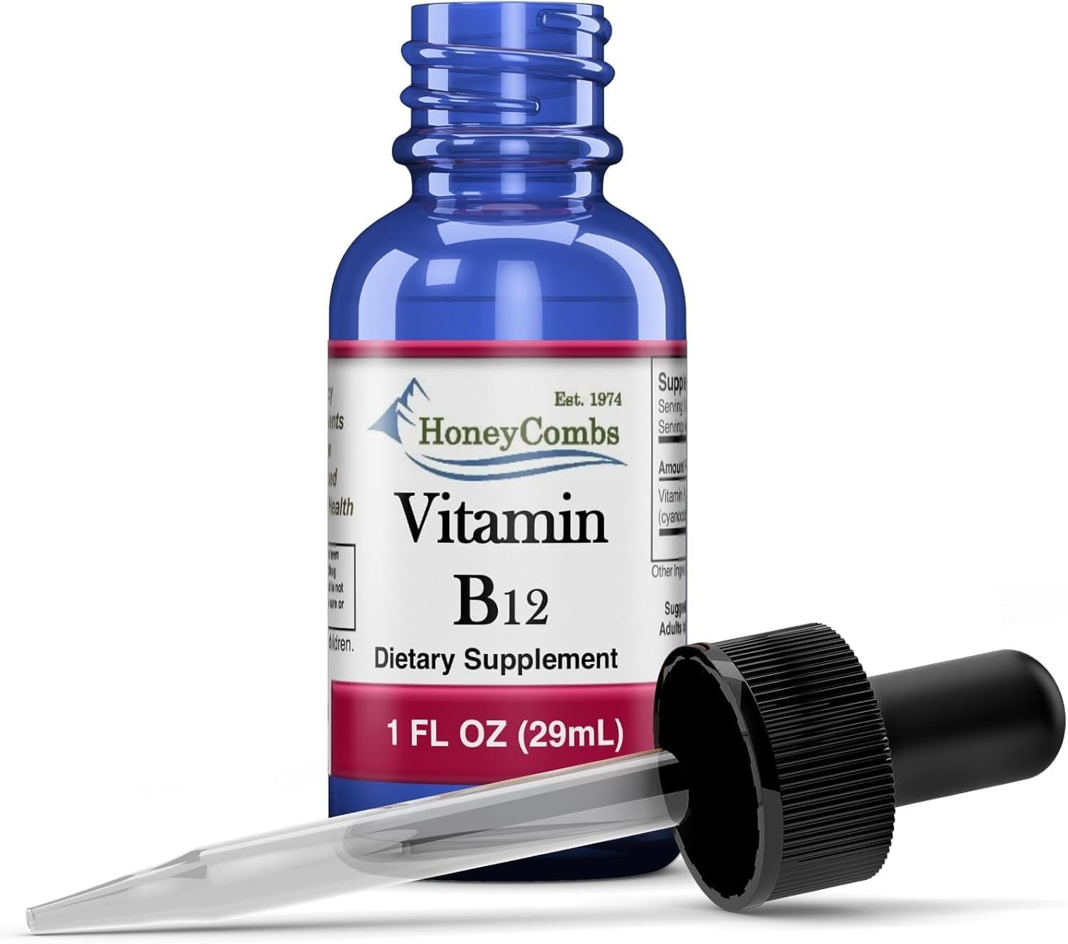 HoneyCombs Liquid Vitamin B12 Drops - Sublingual Cyanocobalamin Natural Health Product