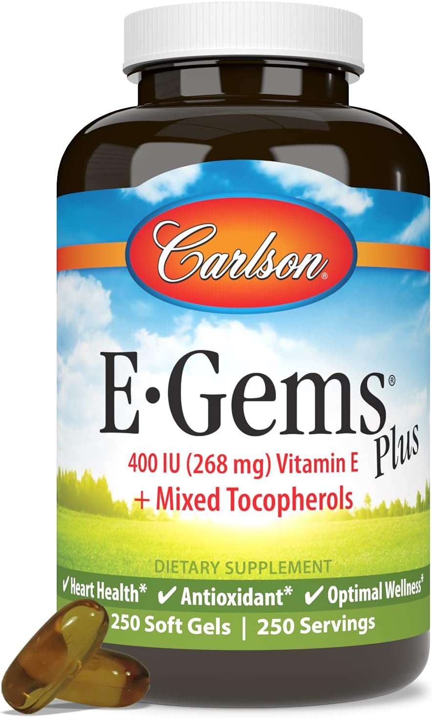 Carlson E-Gems Plus - Natural Vitamin E 400 IU, 250 Softgels