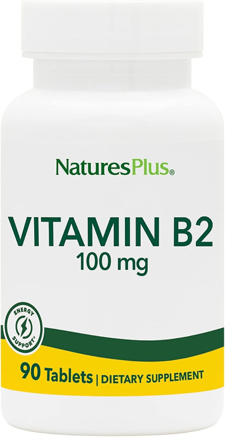 Nature's Plus Vitamin B2 100 mg - 90 Tablets - Riboflavin Supplement for Energy & Immune Health