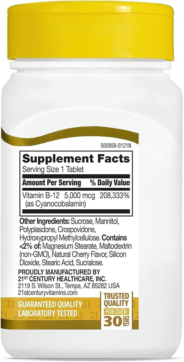 21st Century Vitamin B12 5000 mcg Sublingual Tablets - görsel 2
