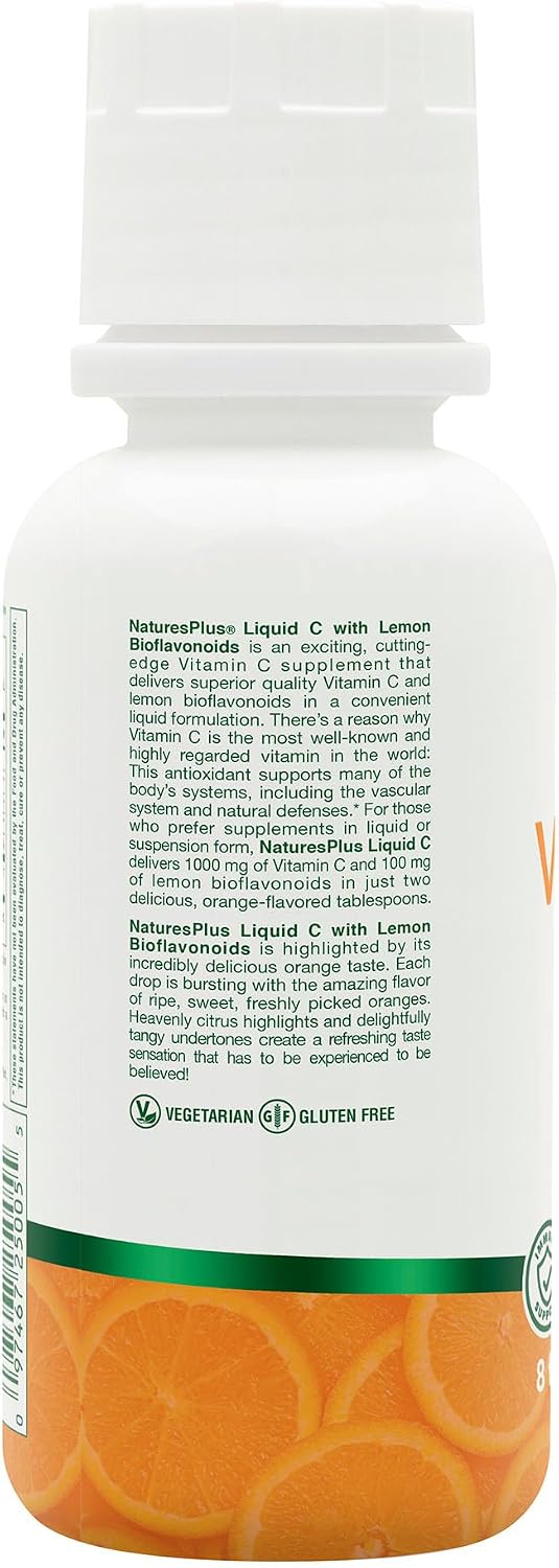 NaturesPlus Liquid Vitamin C – 1000 mg with Lemon Bioflavonoids, 240 mL