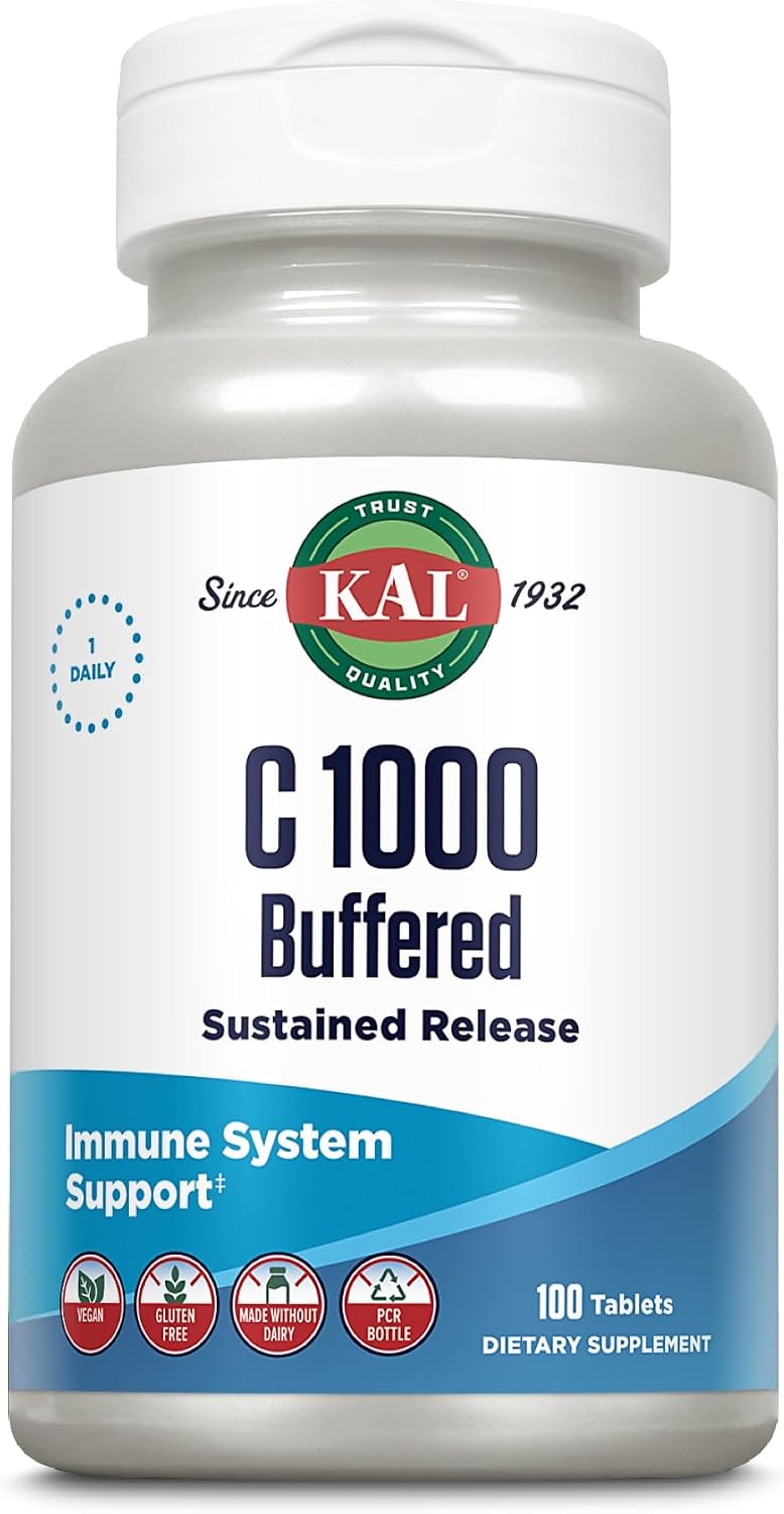 KAL Vitamin C Buffered Sustained Release Tablets, 1000 mg, 100 Tablets