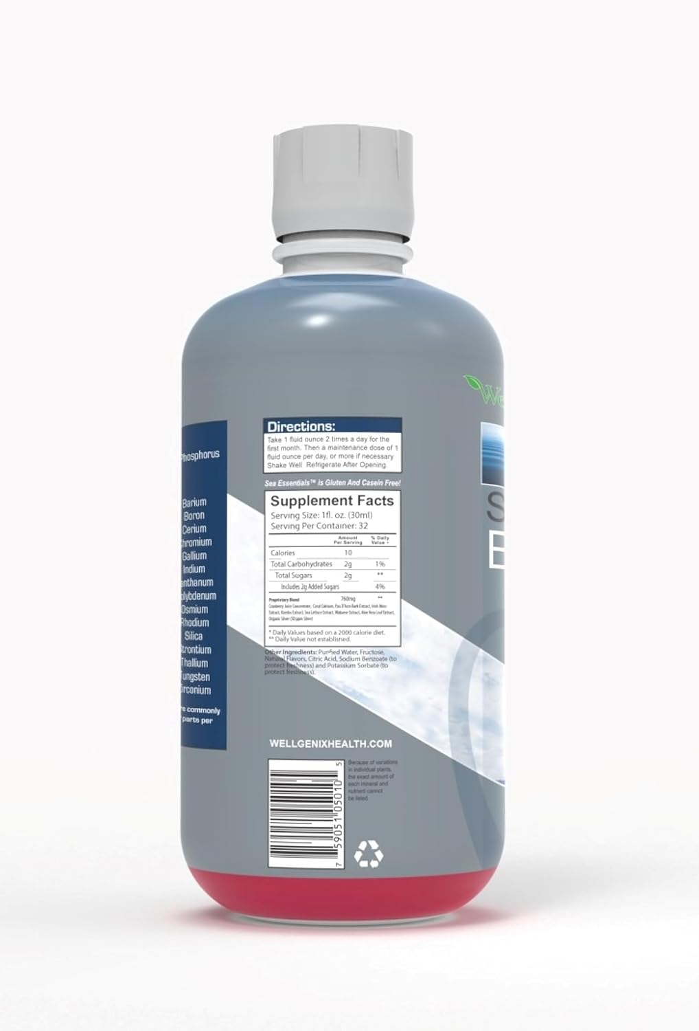Wellgenix Sea Essentials Liquid Trace Minerals, 3-Pack, 32 Fl Oz Each