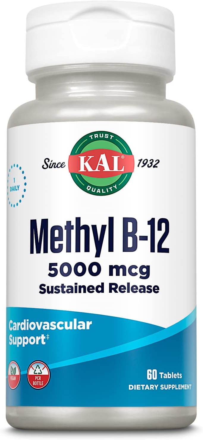 KAL Vitamin B12 Methylcobalamin 5000mcg – Fast Dissolve ActivMelts, Natural Raspberry Flavour, 90 Micro Tabs