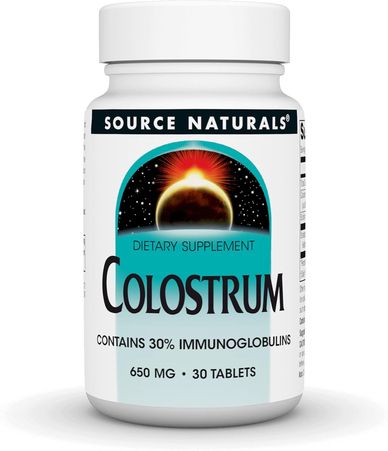 Source Naturals Colostrum – 30% Immunoglobulins – 650 mg – 30 Tablets