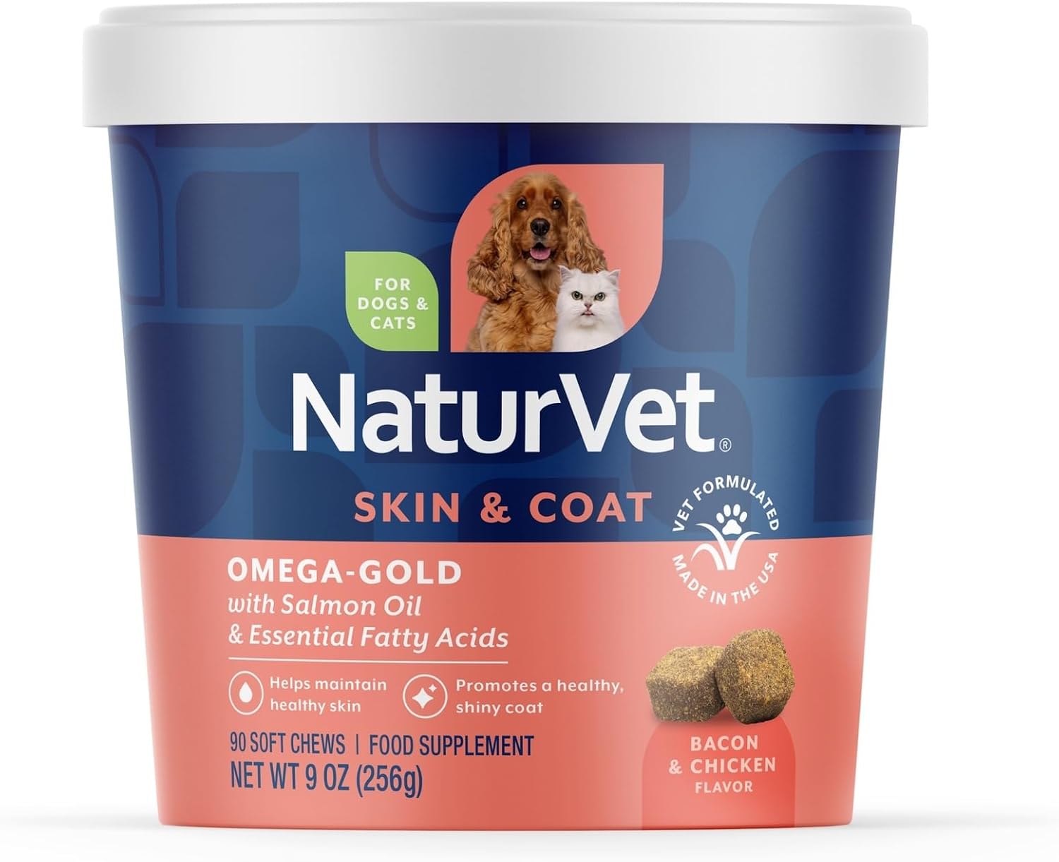 NaturVet – Salmon Oil Skin & Coat Plus Omegas | Supports Healthy Skin & Glossy Coat | Natural Source of Omega-3 & 6 Fatty Acids | for Dogs & Cats (17 oz Oil)