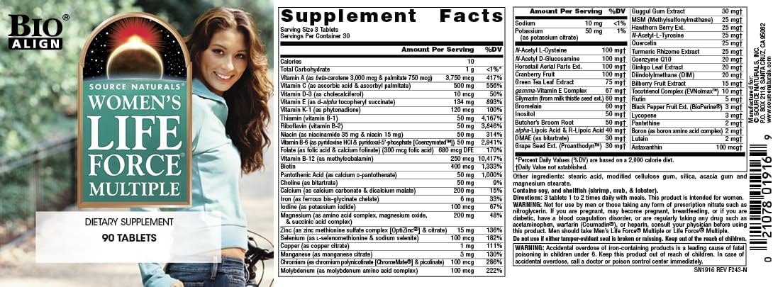 Source Naturals Women's Life Force Multiple - Daily Multivitamin and Immune Support (90 Tablets)
