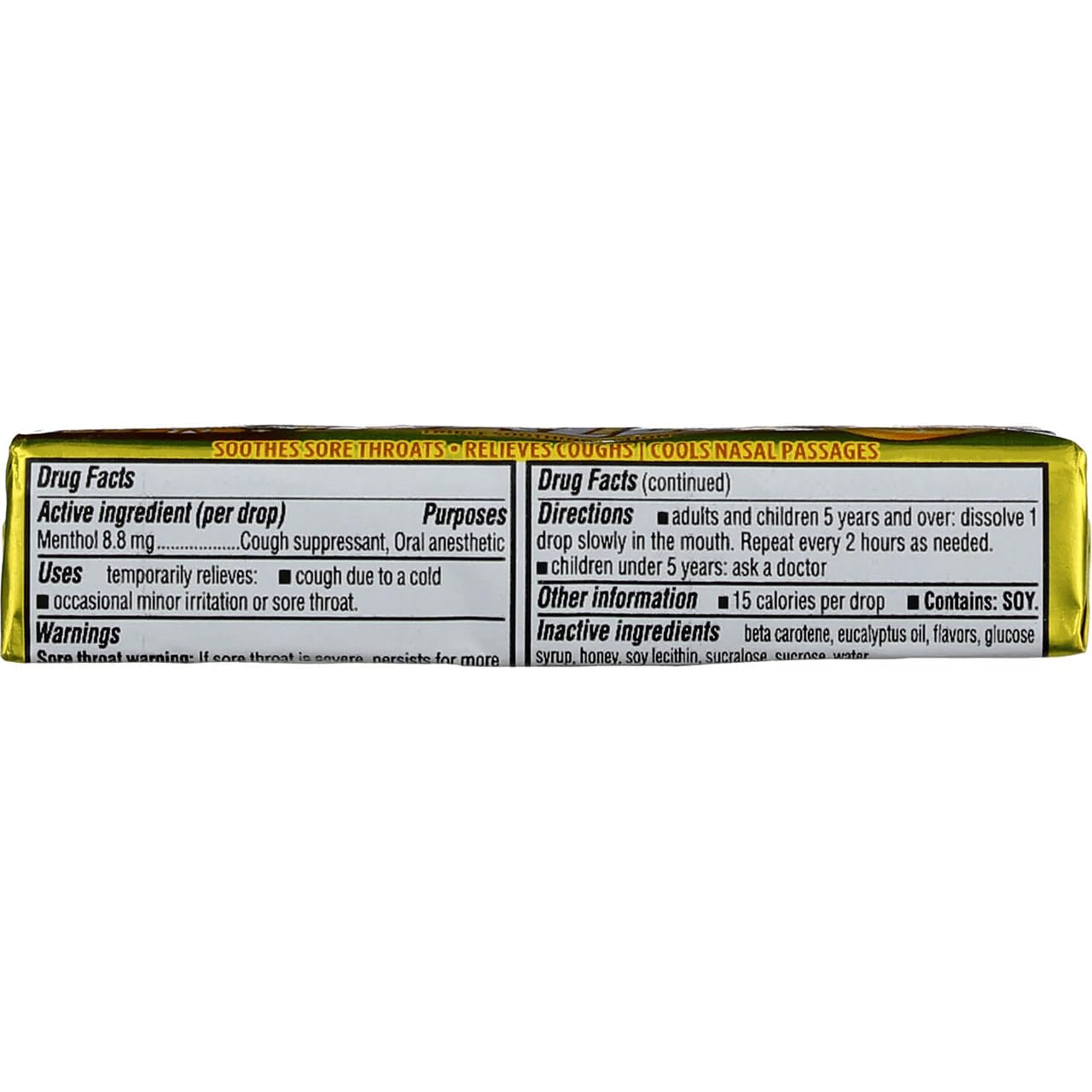 Halls Mentho-Lyptus Menthol Cough Drops, Honey-Lemon Flavour, 180 Count
