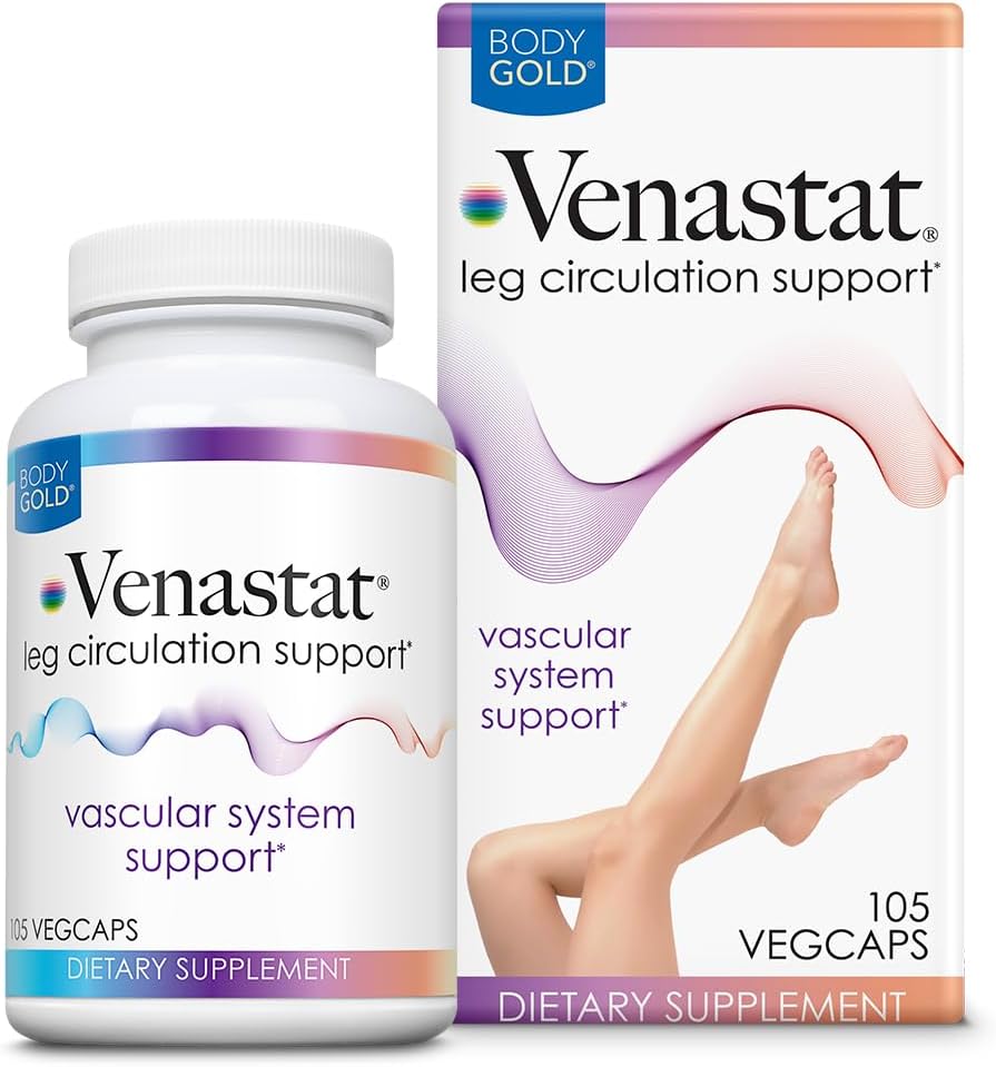 Body Gold Venastat - Leg Vein Support with Horse Chestnut and Diosmin - 60 Veggie Capsules