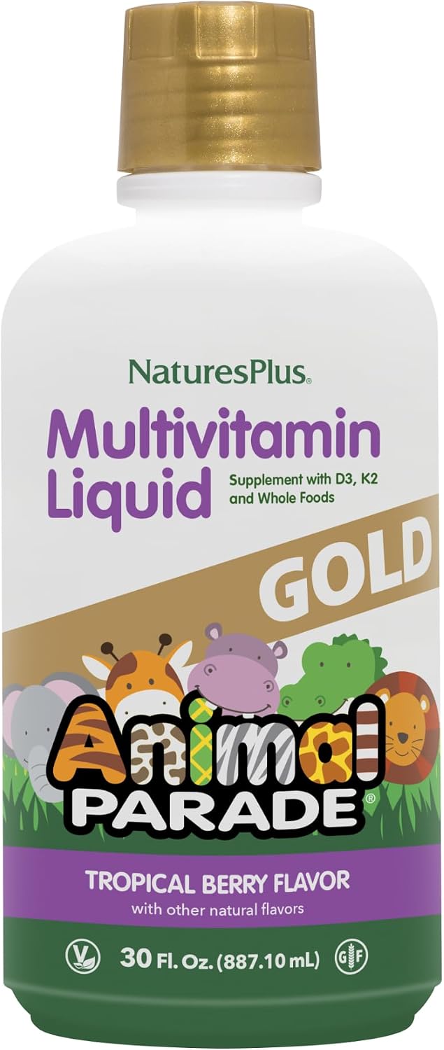NaturesPlus Animal Parade Source of Life Gold Children's Liquid Multivitamin - Natural Tropical Berry Flavour - 887 mL (30 fl oz) (60 Servings)