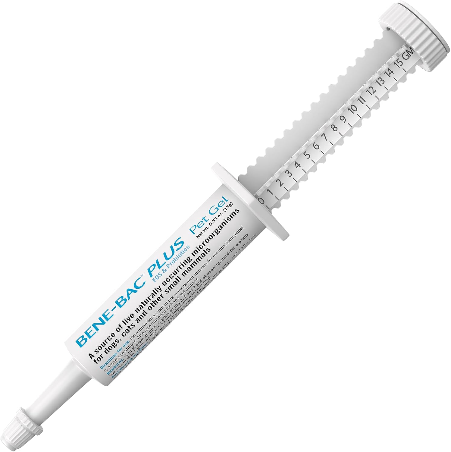 PetAg Bene-Bac Plus Pet Gel (15 g Syringe) – FOS & Probiotics for Dogs, Cats, and Exotic Mammals